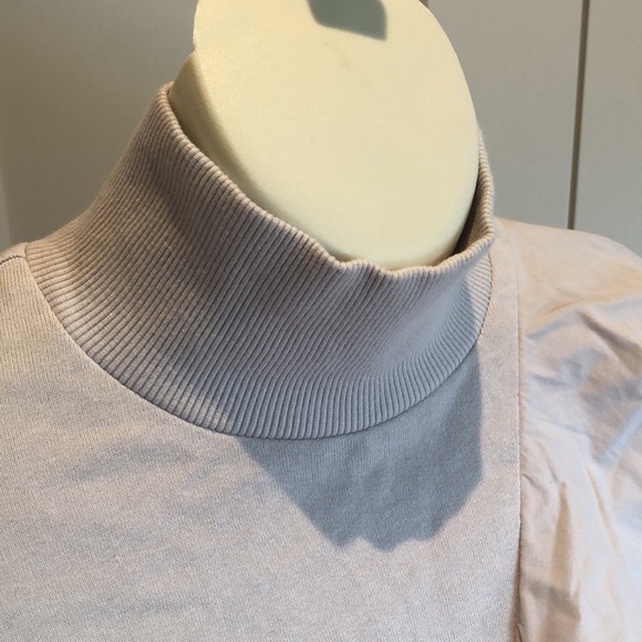 Zara Cream Ribbed Knit Top with Cotton ruffle - Picture 4 of 8